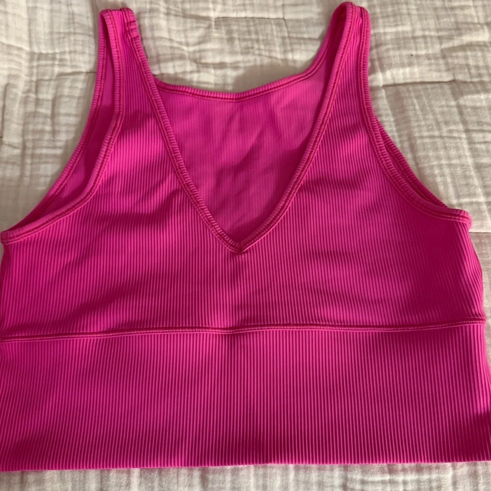 Lululemon Power Pivot Tank Top Rib Stretch Sonic Pink Reversible Front Back XS